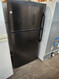 GE 21 cu. ft. Top Freezer Refrigerator with 4 Spill Resistant Glass Shelves, Gallon Door Storage, Illuminated Temperature Controls and Optional Ice Maker: BLACK LOCATED IN OUR PORTLAND OREGON APPLIANCE STORE SKU 18740