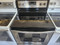 WHIRLPOOL 30 INCH FREESTANDING SMOOTH TOP ELECTRIC RANGE 4 BURNER 2 LARGE 2 SMALL MANUAL CLEAN OVEN STAINLESS BLACK TOP LOCATED IN OUR PORTLAND OREGON APPLIANCE STORE SKU 19027