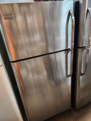 Frigidaire 18.2 cu. ft. Top Freezer Refrigerator with 2 Sliding Spill Safe Shelves, 2 Humidity Controlled Crisper Drawers, Store-More Gallon Door Storage and Cool Zone Drawer: Stainless LOCATED IN OUR PORTLAND OREGON APPLIANCE STORE SKU 19103