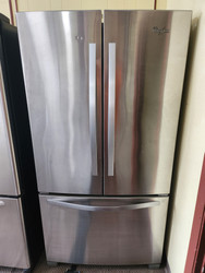 Whirlpool 36 Inch French Door Refrigerator with Fresh Flow Produce Drawer, Temperature-Controlled Pantry, Ice Maker, Gallon Door Storage, Frameless Glass Shelves, 24.8 cu. ft.  Stainless LOCATED IN OUR PORTLAND OREGON APPLIANCE STORE SKU 19106