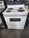 HOTPOINT 30 INCH FREESTANDING ELECTRIC RANGE MANUAL CLEAN  OVEN COIL BURNERS 2 LARGE 2 SMALL WHITE LOCATED IN OUR PORTLAND OREGON APPLIANCE STORE SKU 19129