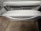 AMANA 25 CUBIC FOOT FRENCH DOOR REFRIGEATOR WITH ICE MAKER AND INTERNAL WATER DISPENSER GLASS SHELVES 2 CRISPER DRAWERS 1 LARGE PANTRY DRAWER PULL OPEN FREEZER DOOR WHITE LOCATED IN OUR PORTLAND OREGON APPLIANCE STORE SKU 19142