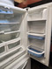 AMANA 25 CUBIC FOOT FRENCH DOOR REFRIGEATOR WITH ICE MAKER AND INTERNAL WATER DISPENSER GLASS SHELVES 2 CRISPER DRAWERS 1 LARGE PANTRY DRAWER PULL OPEN FREEZER DOOR WHITE LOCATED IN OUR PORTLAND OREGON APPLIANCE STORE SKU 19142