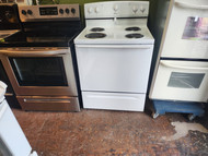 AMANA 30 INCH FREESTANDING ELECTRIC RANGE MANUAL CLEAN OVEN COIL BURNERS 3 SMALL 1 LARGE STORAGE DRAWER WHITE LOCATED IN OUR PORTLAND OREGON APPLIANCE STORE SKU 19195