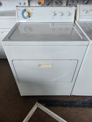 KIRKLAND BY WHIRLPOOL 8 CYCLE HEAVY DUTY SUPER CAPACITY ELECTTIC DRYER 4 TEMPEATURE EXTRA TUMBLE TOP FILTER PULL DOWN DOOR WHITE LOCATED IN OUR PORTLAND OREGON APPLIANCE STORE SKU 19225