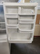 MAYTAG 19 CUBIC FOOT REFRIGERATOR WITH BOTTOM FREEZER ADJUSTABLE GLASS SHELVES 2 CRISPER DRAWERS 1 DELI DRAWER SWING OPEN FREEZER DOOR WHITE LOCATED IN OUR PORTLAND OREGON APPLIANCE STORE SKU 19254