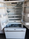 JENN-AIR 20 CUBIC FOOT COUNTER DEPTH FRENCH DOOR REFRIGERATOR BOTTOM FREEZER GLASS SHELVES 2 CRISPER DRAWERS 1 LARGE DELI DRAWER PULL OPEN FREEZER DOOR INTERNAL WATER DISPENSER WITH ICE MAKER SKU 19270