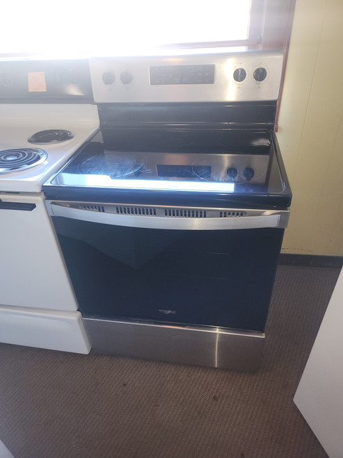Whirlpool 30 Inch Freestanding Electric Range with 5 Radiant Elements, 5.3 cu. ft. Oven Capacity, Steam Clean Frozen Bake Technology, Flex Heat  Upswept Spill Guard Cooktop, Control Lock, Warm Zone Element Stainless Steel