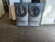 WHIRLPOOL DUET FRONT LOAD SET WASHER 10 WASH OPTIONS 5 TEMPERATURE 4 SPEED PLUS SOAK NO SPIN DRYER 5 AUTO SETTINGS 3 TIMED 4 TEMPERATURE PLUS AIR DRY WRINKLE SHIELD POWDER BLUE LOCATED IN OUR PORTLAND OREGON APPLIANCE STORE SKU 19322