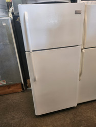Frigidaire 30 Inch Top-Freezer Refrigerator 18.0 cu. ft. Capacity: with Gallon Door Storage, Dairy Bin Store-More Humidity Controlled Crisper Drawers, Sliding Wire Shelves, Reversible Door White LOCATED IN OUR PORTLAND OREGON APPLIANCE STORE SKU 19329