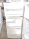 GE 18 CUBIC FOOT REFRIGER TOP FREEZER WIRE SHELVES 2 CRISPER DRAWERS FULL WIDTH WIRE SHELF IN FREEZER WHITE LOCATED IN OUR PORTLAND OREGON APPLIANCE STORE SKU 19364