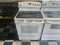 GE 30 INCH FREESTANDING ELECTRIC GLASS TOP RANGE 5 BURNER 2 DUAL 2 SMALL CENTER WARNING BURNER HI-LO BROIL SETTING SELF CLEABING OVEN WHITE LOCATED IN OUR PORTLAND OREGON APPLIANCE STORE SKU 19366