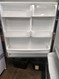 JENN-AIR 20 CUBIC FOOT COUNTER REFRIGERATOR WITH ICE AND WATER ADJUSTABLE GLASS 2 CRISPER DRAWERS 1 LARGE DELI PULL OPEN FREEZER FEW DINGS TOP OF FREEZER DOOR STAINLESS LOCATED IN OUR PORTLAND OREGON APPLIANCE STORE SKU 19392