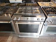 KitchenAid KSDB900ESS 30 Inch Slide-in Dual Fuel Range with 5 Sealed Burners, 7.1 cu. ft. Even-Heat™ True Convection Oven, 8,000 BTU Oval Burner, Baking Drawer, AquaLift® Self Clean, Sabbath Mode, Star K Certified and ADA Compliant