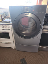 WHIRLPOOL DUET ELECTRIC DRYER WITH PEDESTAL 5 AUTO DRY CYCLE 3 TIMED 4 TEMPERATURE WITH AIR ONLY WRINKLE SHIELD LOCATED IN OUR PORTLAND OREGON APPLIANCE STORE SKU 19478