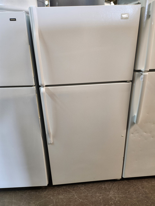 WHIRLPOOL 14 CUBIC FOOT REFRIGERATOR WIRE SHELVES LARGE CRISPER DRAWER WITH GLASS COVER WHITE LOCATED IN OUR PORTLAND OREGON APPLIANCE STORE SKU 19491