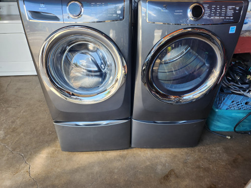 ELECTROLUX FRONT LOAD SET WITH PEDESTALS WASHER 5 TEMPERATURE 4 SPEED AND NO SPIN PLUS MORE OPTIONS DRYER 9 DRY SETTINGS 4 TEMPERATURE WITH AIR DRY TIMED AND AUTO DRY LOCATED IN OUR PORTLAND OREGON APPLIANCE STORE SKU 19501