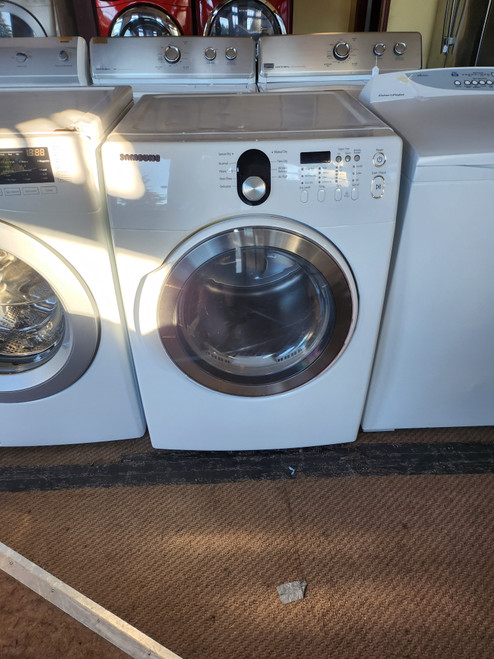 SAMUNG Electric Dryer Stainless Steel Drum 7 Pre-Set Drying Cycles 3-Way Venting System Adjust Time Drum Light Drying Rack End of Cycle Signal Remaining Time Display WHITE LOCATED IN OUR PORTLAND OREGON APPLIANCE STORE SKU 19517