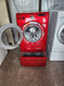 SAMSUNG FRONT LOAD WASHER WITH PEDESTAL 11 CYCLE SETTINGS 4 TEMPERATURES 3 SPEED PLUS NO SPIN 3 SOIL OPTIONS RED LOCATED IN OUR POTLAND OREGON APPLIANCE STORE SKU 19524