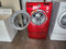 SAMSUNG FRONT LOAD WASHER WITH PEDESTAL 11 CYCLE SETTINGS 4 TEMPERATURES 3 SPEED PLUS NO SPIN 3 SOIL OPTIONS RED LOCATED IN OUR POTLAND OREGON APPLIANCE STORE SKU 19524