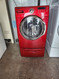SAMSUNG FRONT LOAD WASHER WITH PEDESTAL 11 CYCLE SETTINGS 4 TEMPERATURES 3 SPEED PLUS NO SPIN 3 SOIL OPTIONS RED LOCATED IN OUR POTLAND OREGON APPLIANCE STORE SKU 19524