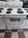 GE 30 INCH FREESTANDING ELECTRIC RANGE COIL BURNERS 2 LARGE 2 SMALL MANUAL CLEAN OVEN WHITE LOCATED IN OUR PORTLAND OREGON APPLIANCE STORE SKU 19542