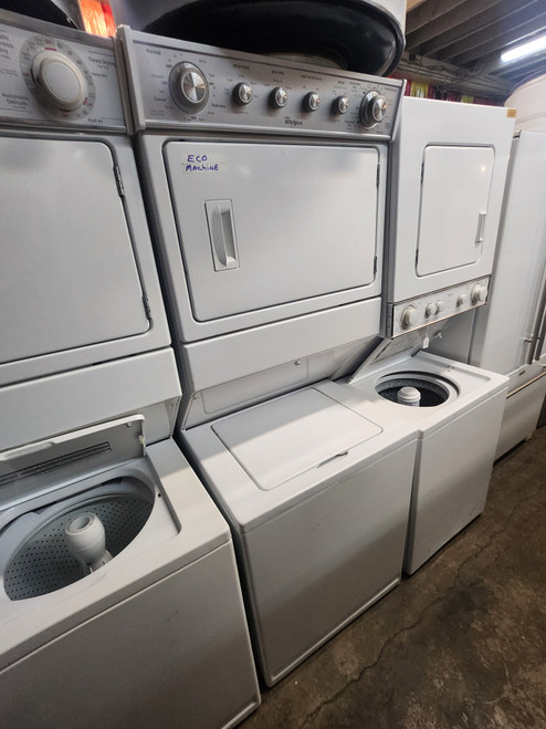 Whirlpool 27 Inch Electric Laundry Center with 2.5 cu. ft. Washer, 8 Wash Cycles, 5.9 cu. ft. Dryer, 6 Dry Cycles, Automatic Bleach and Fabric Softener Dispensers and Wrinkle Shield WHITE LOCATED IN OUR POTLAND OREGON APPLIANCE STORE SKU 19613 Whirlpool 27 Inch Electric Laundry Center with 2.5 cu. ft. Washer, 8 Wash Cycles, 5.9 cu. ft. Dryer, 6 Dry Cycles, Automatic Bleach and Fabric Softener Dispensers and Wrinkle Shield WHITE LOCATED IN OUR POTLAND OREGON APPLIANCE STORE SKU 19613