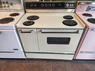 WHIRLPOOL 40 INCH FREESTANDING ELECTRIC RANGE 4 COIL BURNERS 2 LARGE 2 SMALL CONTINUOUS CLEANING OVEN SIDE AND BOTTOM STORAGE DRAWERS' ALMOND WITH BLACK HANDLES LOCATED IN OUR PORTLAND OREGON APPLIANCE STORE SKU 19614