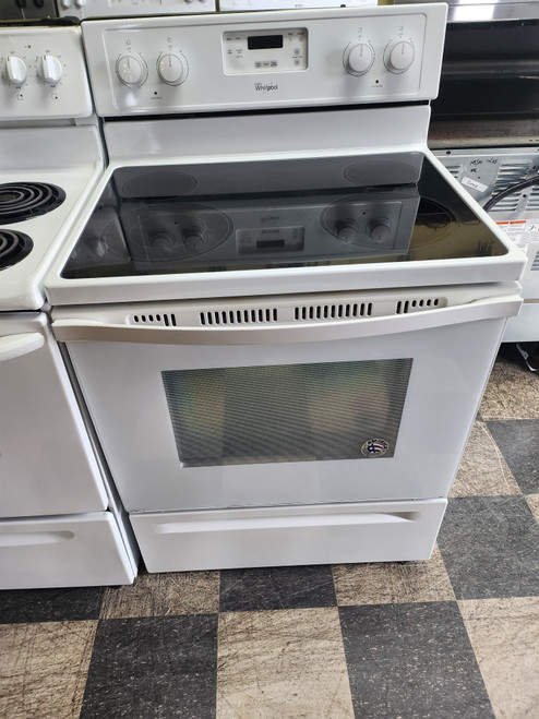 WHIRLPOOL 30 INCH FREESTANDING SMOOTH TOP 4 BURNER ELECTRIC RANGE 1 LARGE DUAL BURNER 1 LARGE 2 SMALL SELF CLEANING OVEN WHITE LOCATED IN OUR PORTLAND OREGON APPLIANCE STORE SKU 19616 WHIRLPOOL 30 INCH FREESTANDING SMOOTH TOP 4 BURNER ELECTRIC RANGE 1 LARGE DUAL BURNER 1 LARGE 2 SMALL SELF CLEANING OVEN WHITE LOCATED IN OUR PORTLAND OREGON APPLIANCE STORE SKU 19616