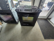 FRIGIDAIRE 30 INCH SLIDE-IN ELECTRIC RANGE COIL BURNERS 2 LARGE 2 SMALL SELF CLEANING OVEN STORAGE DRAWER BLACK LOCATED IN OUR PORTLAND OREGON APPLIANCE STORE SKU 19701