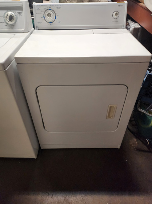 KIRKLAND 4 CYCLE HEAVY DUTY EXTRA LARGE CAPACITY ELECTRIC DRYER TOP FILTER SWING OPEN DOOR WHITE LOCATED IN OUR PORTLAND OREGON APPLIANCE STORE SKU 19757