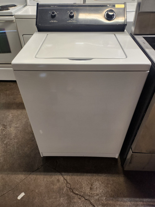 WHIRLPOOL HEAVY DUTY LARGE CAPACITY TOP LOAD WASHER 2 SPEED 5 CYCLE 3 LEVEL 3 TEMPERATURE WHITE LOCATED IN OUR PORTLAND OREGON APPLIANCE STORE SKU 19843