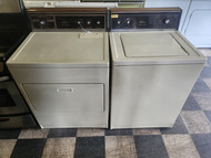 KENMORE WASHER AND DRYER SET TOP LOAD WASHER HEAVY DUTY 3 TEMPERATURE 3 WATER LEVELS DRYER HEAVY DUTY 4 TEMPERATURE TOP FILTER PULL DOWN HAMPER DOOR ALMOND LOCATED IN OUR PORTLAND OREGON APPLIANCE STORE SKU 19877