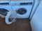 ELECTROLUX 24 INCH WASH AND VENTLESS DRYER WASHER FRONT LOAD 5 WASHE SETTINGS PLUS STEAM CYCLE RINSE AND SPIN DRYER 7 CYCLE DRY OPTIONS DOOR COVER MISSING ON PUMP CLEAN OUT SEE PIC WHITE SKU  19916