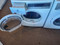 ELECTROLUX 24 INCH WASH AND VENTLESS DRYER WASHER FRONT LOAD 5 WASHE SETTINGS PLUS STEAM CYCLE RINSE AND SPIN DRYER 7 CYCLE DRY OPTIONS DOOR COVER MISSING ON PUMP CLEAN OUT SEE PIC WHITE SKU  19916