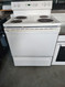 GE 30 INCH ELECTRIC RANGE FREESTANDING COIL BURNERS 2 LARGE 2 SMALL SELF CLEANING OVEN STORAGE DRAWER WHITE COSMETIC ISSUES ON HANDLE TOP SEE PICS LOCATED IN OUR PORTLAND OREGON APPLIANCE STORE SKU 19946