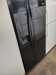 Whirlpool 33 Inch Side-by-Side Refrigerator with PUR Water Filtration, LED Lighting, 22 cu. ft. Capacity, Spill Guard Glass Shelves, Adjustable Gallon Door Bins, Humidity-Controlled Drawer and External Ice/Water Dispenser: Black SKU 19955