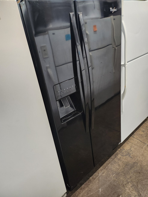 Whirlpool 33 Inch Side-by-Side Refrigerator with PUR Water Filtration, LED Lighting, 22 cu. ft. Capacity, Spill Guard Glass Shelves, Adjustable Gallon Door Bins, Humidity-Controlled Drawer and External Ice/Water Dispenser: Black SKU 19955