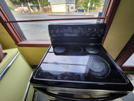 FRIGIDAIRE 30 INCH FREESTANDING 5 BURNER GLASS TOP RANGE SELF CLEANING OVEN BLACK AND STAINLESS LOCATED INNOUR PORTLAND OREGON APPLIANCE STORE SKU 19972