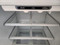 GE 18 CUBIC FOOT REFRIGERATOR TOP FREEZER 4 SPLIT ADJUSTABLE GLASS SHELVES 2 CRISPER DRAWERS WIRE SHELF IN FREEZER COSMETIC ISSUES ON DOOR SEE PICS WHITE LOCATED IN OUR PORTLAND OREGON APPLIANCE STORE SKU 20003