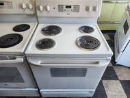 KENMORE 30 INCH FREESTANDING ELECTRIC RANGE SELF CLEANING OVEN COIL BURNERS 2 LARGE 2 SMALL STORAGE DRAWER WHITE LOCATED IN OIR PORTLAND OREGON APPLIANCE STORE SKU 20006