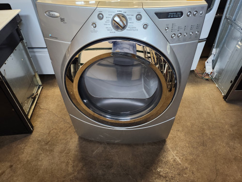Whirlpool Duet Steam 27 Inch Electric Dryer with 7.5 cu. ft. Capacity, 13 Cycles, Acceler-Care Drying System, Quick Refresh Steam Cycle and Quiet Dry Plus Noise Reduction System: Lunar Silver LOCATED IN OUR PORTLAND OREGON APPLIANCE STORE SKU 20011