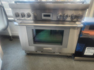 Thermador Pro Harmony Professional Series PRG366WH 36 Inch Freestanding Gas Smart Range with 6 Sealed Burners, 5.1 cu. ft. Oven Capacity, Convection Oven Pedestal Star® Burners LOCATED IN OUR PORTLAND OREGON APPLIANCE STORE SKU 20022