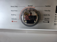 Samsung 27 Inch Electric Dryer with 7.2 cu. ft. Capacity, 9 Drying Cycles, Sanitize Cycle, 5 Options, 3 Temperature Settings, Sensor Dry and See-Thru Door WHITE LOCATED IN OUR PORTLAND OREGON APPLIANCE STORE SKU 19985