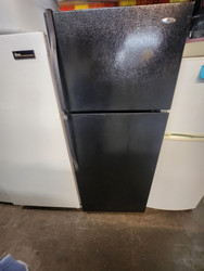 Whirlpool 17.6 cu. ft. Top-Freezer Refrigerator with Full-Width Wire Shelves, Clear Crispers, Utility Compartment and Up-Front Temperature Controls: Black LOCATED IN OUR PORTLAND OREGON APPLIANCE STORE SKU 20052