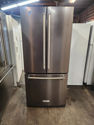 KitchenAid 30 Inch French Door Refrigerator with 20 cu. ft. Total Capacity, ExtendFresh Temperature Management System, Interior Water Dispenser, Produce Preserver, and Fresh-Chill Temperature-Controlled Full-Width Pantry Black Stainless SKU 20074