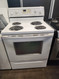WHIRLPOOL 30 INCH FREESTANDING ELECTRIC RANGE COIL BURNES 2 LARGE 2 SMALL SELF CLEANING OVEN CUSTOM BROIL SETTING STORAGE DRAWER WHITE LOCATED IN OUR PORTLAND OREGON APPLIANCE STORE 20083