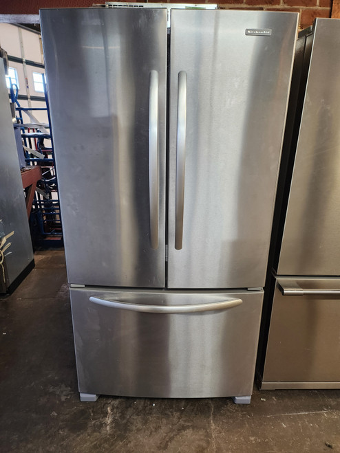 KitchenAid 25 cu. ft. French Door Refrigerator with Adjustable Spillproof Glass Shelves, Humidity-Controlled Crispers, Internal Water Dispenser, Ice Maker and Digital Controls Stainless LOCATED IN OUR PORTLAND OREGON APPLIANCE STORE SKU 20093