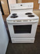 FRIGIDAIRE 30 INCH ELECTRIC RANGE COIL BURNERS 2 LARGE 2 SMALL SELF CLEANING OVEN STORAGE DRAWER WHITE LOCATED IN OUR POTLAND OREGON APPLIANCE STORE SKU 21000