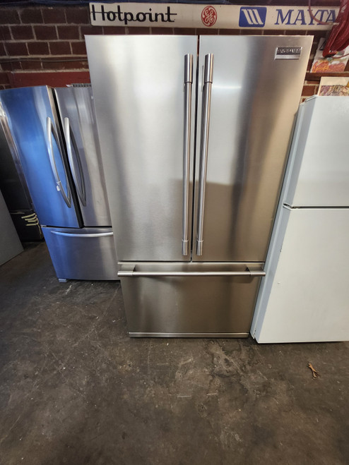 Frigidaire Professional Series 36 Inch Counter Depth French Door Refrigerator with 22.6 cu. ft. Capacity, 4 Adjustable Spill Safe Shelves, Gallon Door Storage 2 Humidity Controlled Crisper Drawers, Full Width Deli Drawer STAINLESS SKU 21001